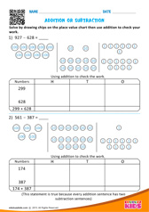 Solve drawing chips on place value chart